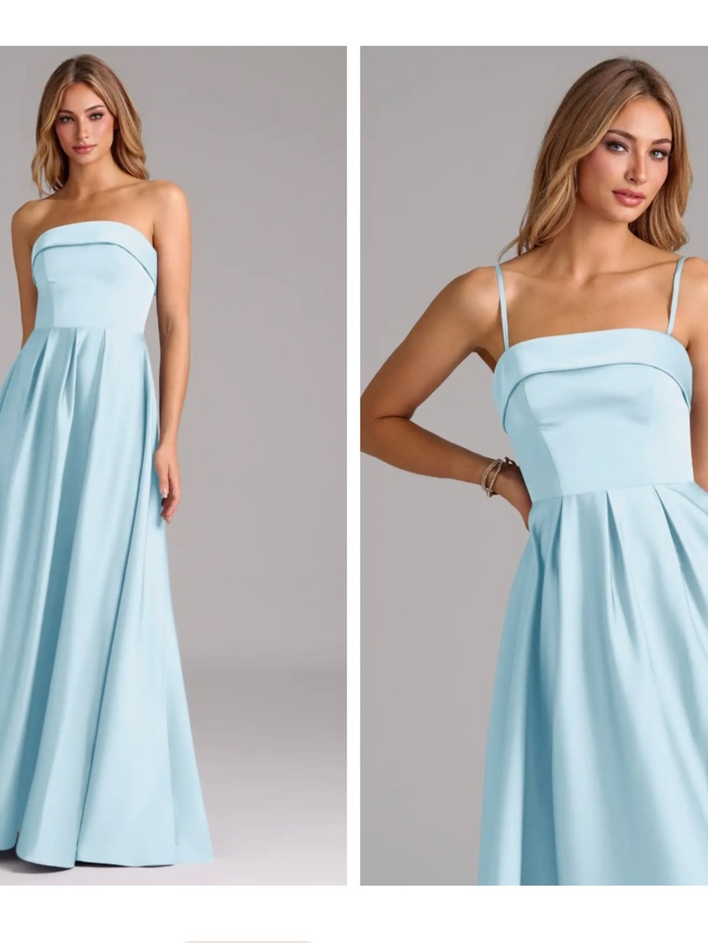 Azazie Lucienne Sky Blue Satin Bridesmaid Dress